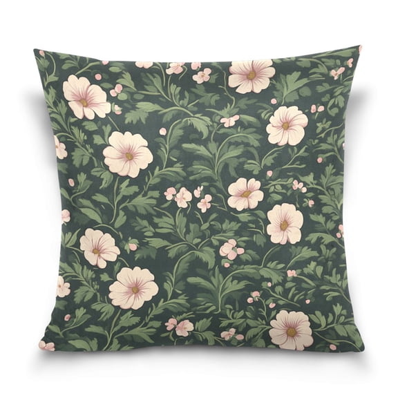 Vivid Floral Design 16x16 Inch Plush Velvet Pillowcase Double Sided Print, Hidden Zipper