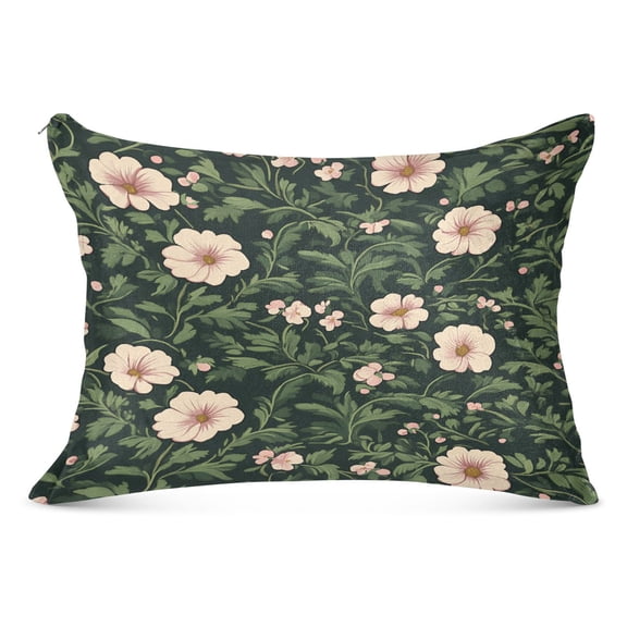 Vivid Floral Design 20x26" Standard Plush Pillow Case, Zippered Hypoallergenic Bed Pillowcase