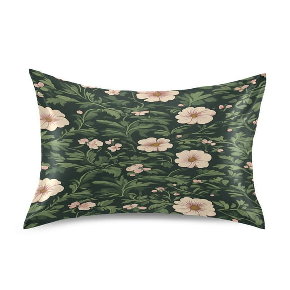 Vivid Floral Design Satin Pillowcase 20''x26'' Double-Sided Print Soft Wrinkle Resistant