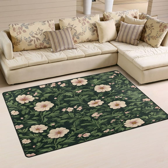 Vivid Floral Design Soft Polyester Area Rug 31''x20'', Non Slip, Memory Foam, Water Absorbent