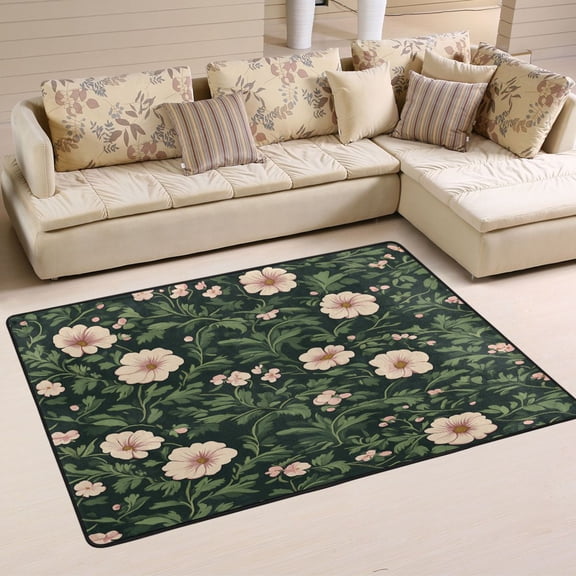 Vivid Floral Design Soft Polyester Area Rug 36''x24'', Non Slip, Memory Foam, Water Absorbent