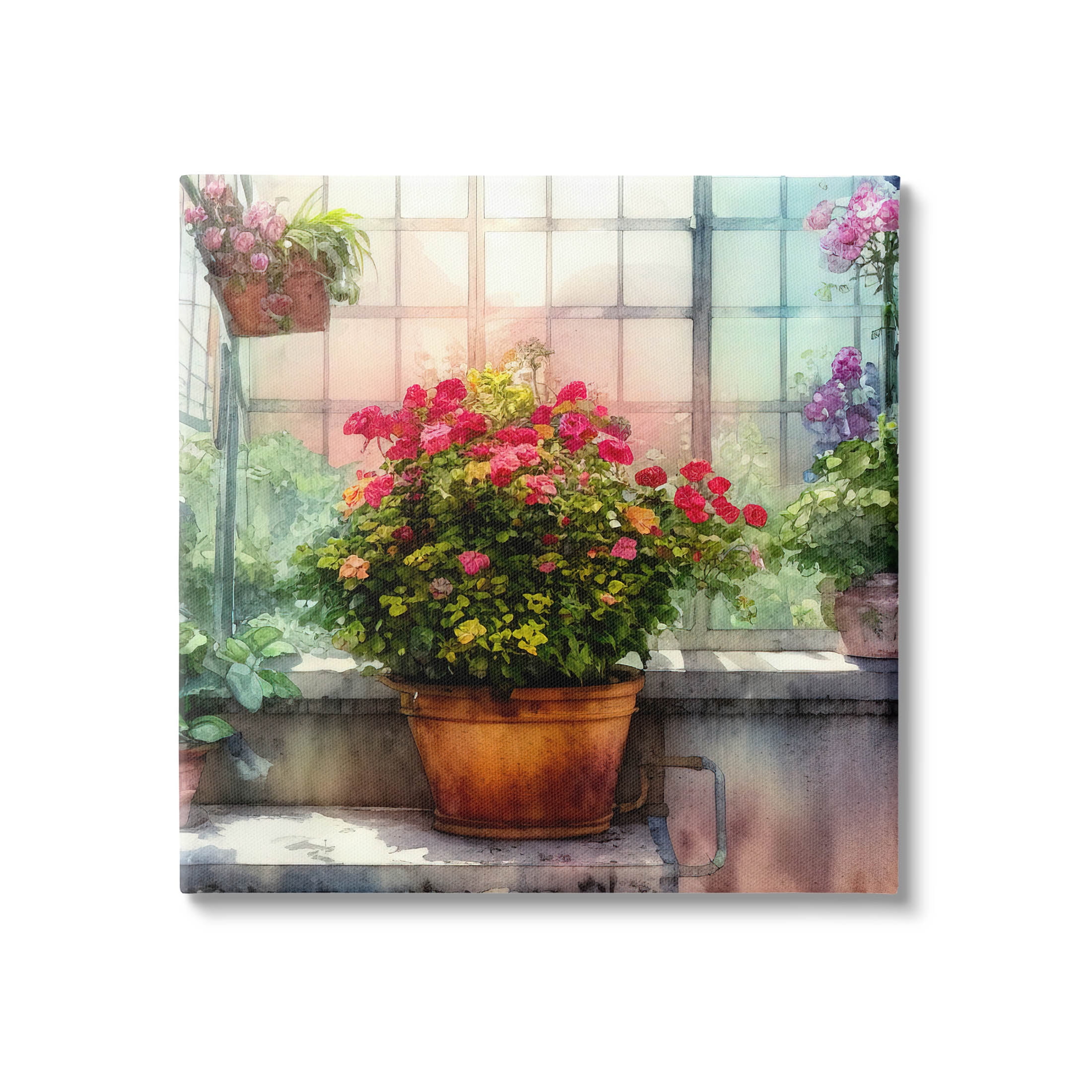 Vivid Flower Blooms Greenhouse Botanical & Floral Painting Gallery Wrapped Canvas Print Wall Art