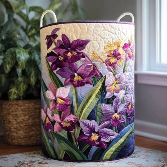 Vivid Garden Laundry Basket for Mom, Floral Canvas Hamper, Housewarming Gift Ideas, Mother's Day Gift, Grandma Birthday Gift, Colorful Gift