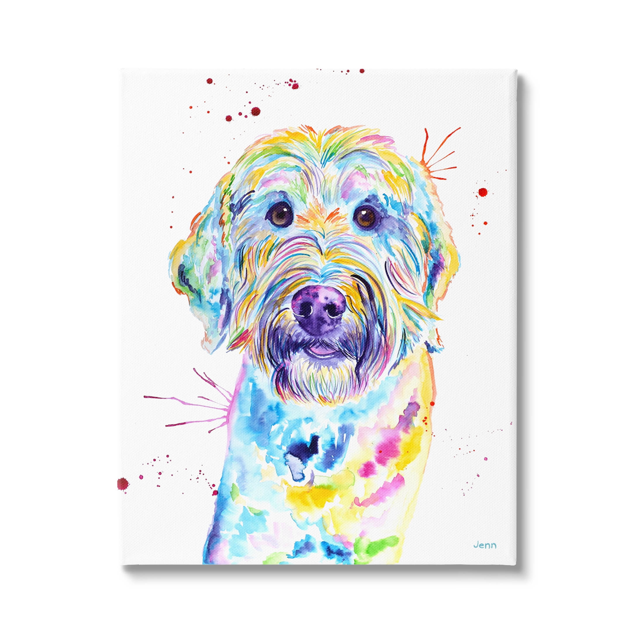 Vivid Goldendoodle Dog Pet Animals & Insects Graphic Art Gallery Wrapped Canvas Print Wall Art