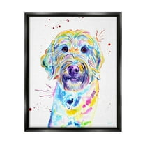 Vivid Goldendoodle Dog Pet Animals & Insects Graphic Art Jet Black Framed Art Print Wall Art