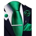 thumbnail image 1 of Vivid Green Ties for Men Silk Satin Necktie and Pocket Square Cufflinks Tie Clip Lapel Pin Set Wedding Business 5PCS, 1 of 5