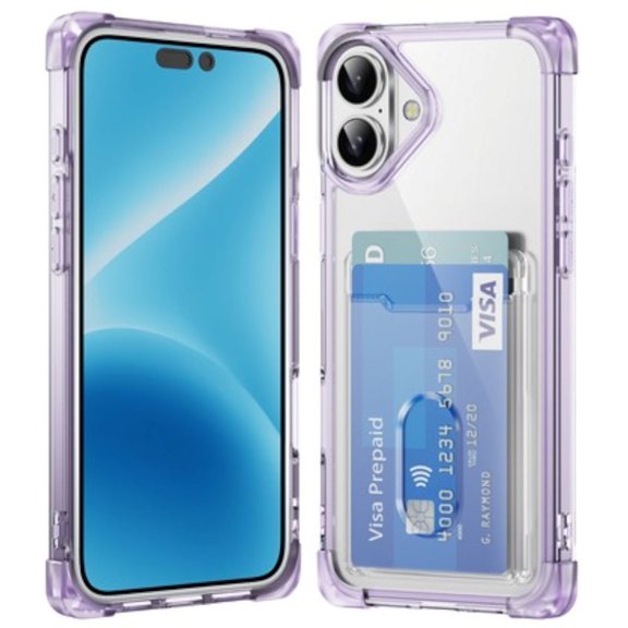 Vivid Hybrid Case with Card Slot for iPhone 16 Plus - Purple