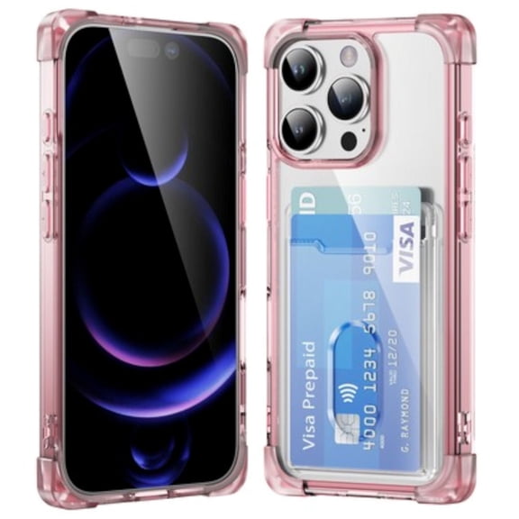 Vivid Hybrid Case with Card Slot for iPhone 16 Pro Max - Pink