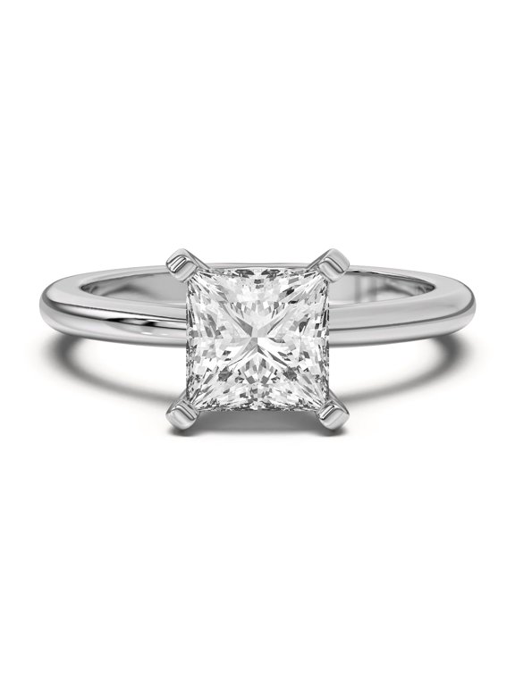 1.6 Ct Princess Cut Solitaire Lab-Created Simulated Diamond Engagement Ring 14K White Gold Plated for Women, Bridal Ring