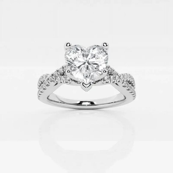 Vivid Jewel 1.8 Ct Moissanite Infinity Twisted Wedding Ring for Women - Heart Cut Moissanite - 14K White Gold Plated - Ideal for Engagements, Anniversaries, and Special Celebrations