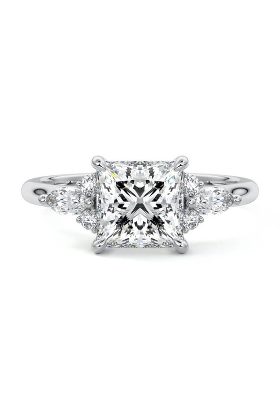 1.9 Ct Princess Cut Moissanite Solitaire Rings - 14K Gold Plated Ring for Gift - Solo Stone Wedding Moissanite Ring for Her - Women's Jewellery Engagement Wedding Rings for Her