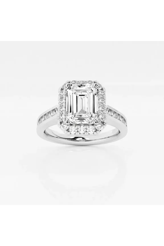 14K Gold Plated Rings for Women's - 2.1 Ct Emerald Cut Moissanite Solitaire Ring - Simple Ring for Her - Solitaire Ring for Her - Christmas Gifts for Her - Party Wear Moissanite Ring