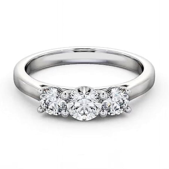 Vivid Jewel 14K White Gold Over Anniversary Rings - 2.1 Ct Round Brilliant Cut Diamond Rings for Gift - 3 Stone Engagement Wedding Ring - Unique Promise Rings for Women's - Special Occasion Rings