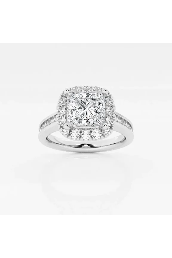 14K White Gold Plated Birthday Gift Ring - Princess Cut 1.9 Ct VVS1/D Moissanite Solitaire Ring - New Year Gifts for Her - Solitaire Personalized Ring for Me - Moissanite Jewellery Gifts