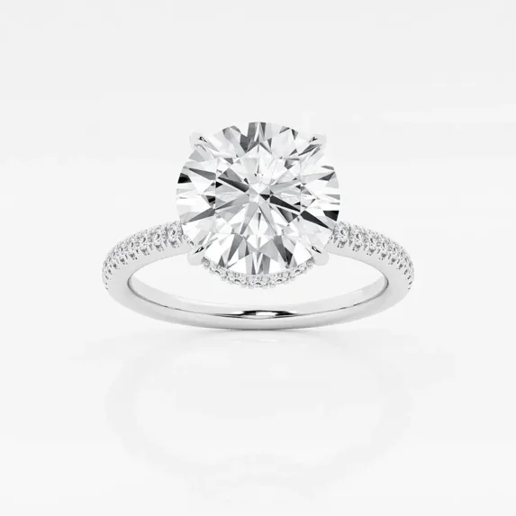 Vivid Jewel 14K White Gold Plated Moissanite Ring - 1.8 Ct Round Brilliant Cut Moissanite Ring - Unique Star Moissanite Rings for Women's - Engagement Wedding Designer White Moissanite Rings for Her