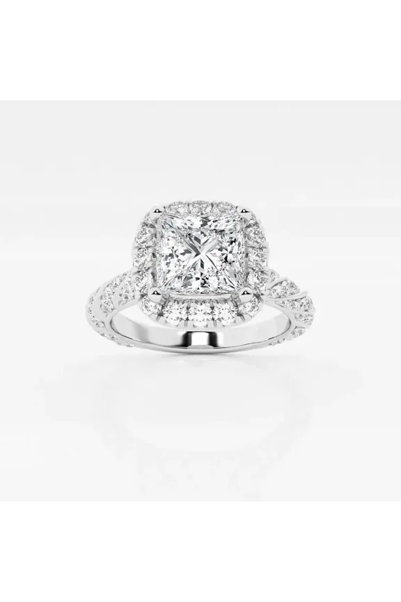 14K White Gold Plated Moissanite Rings - Princess Cut 1.8 Ct VVS1/D Moissanite Solitaire Rings - Solitaire One Stone Wedding Engagement Ring For Women's - Forever Moissanite Ring for Her