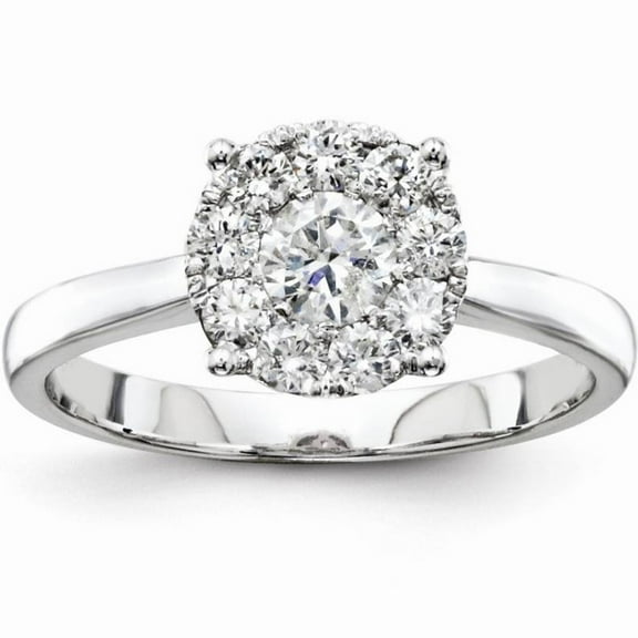 Vivid Jewelry 14K White Gold Plated Ring - Round Cut Excellent 1 Ct Diamond Ring For Women's - Surprise Diamond Rings for Her - Simple Halo Diamond Rings for Women's - Vintage Rings for Her