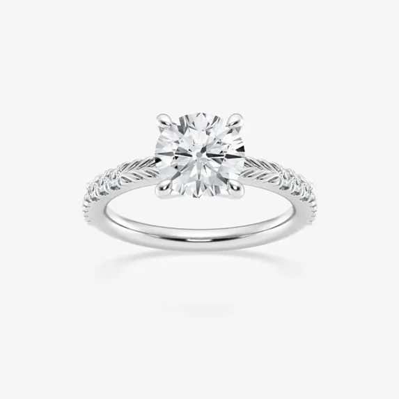 Vivid Jewel 14K White Gold Plated Simple Daily Wear Rings - 1.6 Ct Round Cut Moissanite Rings - Delicate Wedding Rings for Her - Personalized Gifts for Sister - Party Wear Rings