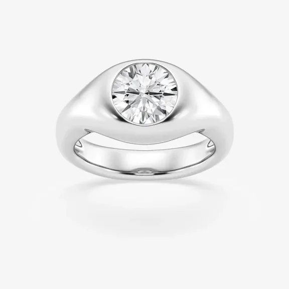 Vivid Jewel 14K White Gold Plated Wedding Anniversary Ring - 1.8 Ct Round Cut Moissanite Engagement Wedding Rings Gifts - Solitaire Weeding Anniversary Ring for Women's - Birthday Gift for Her