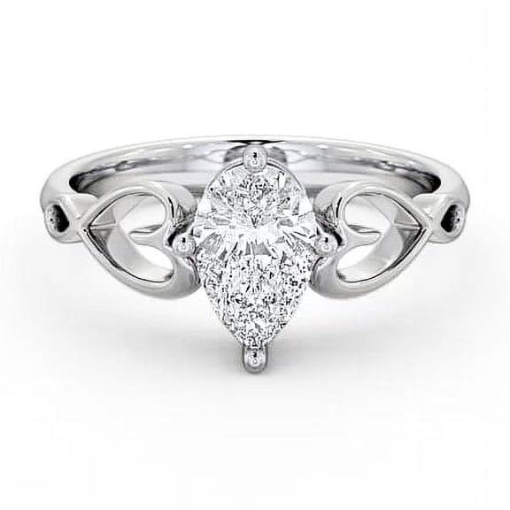 Vivid Jewel 14k White Gold Plated Ring for Her - 2 Ct Pear Cut White Diamond Ring for Women's - Heart Shape Proposal Ring - Proposal Delicate Ring for Women's - Engagement Rings for Women's