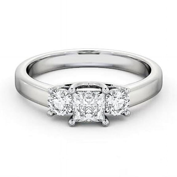 Vivid Jewel 14K White Gold Over Rings for Gift - Classic Engagement Wedding Solitaire Ring - 3 Stone Engagement Wedding Prong Setting Ring for Women's - Diamond Jewelry Birthday Gift