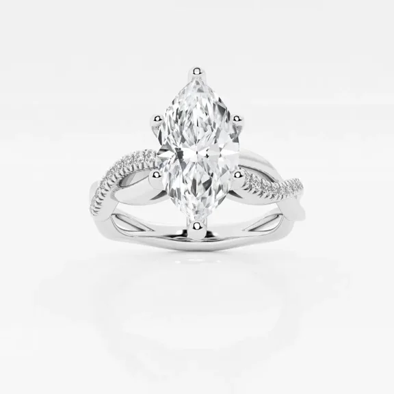 Vivid Jewel 2.1 Ct Marquise Cut Moissanite Infinity Engagement Ring - Twisted Design Ring for Women - 14K White Gold Plated Ring - Ideal Wedding Ring for Special Occasions, Anniversaries, and Gifts