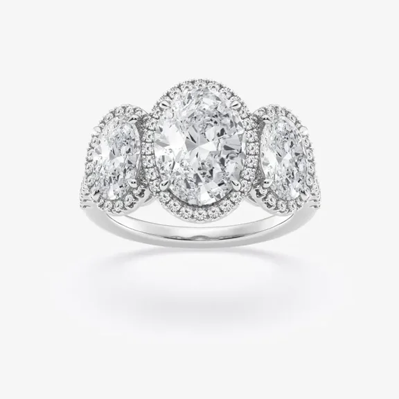 Vivid Jewel 2 Ct Oval Cut Moissanite Rings - 14K Gold Plated Wedding Rings - Gorgeous Anniversary Gifts for Her - Gifts for Her - Engagement Solitaire Halo Split Shank Rings