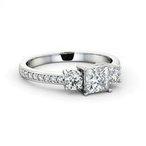 Vivid Jewel 2 Ct VVS1/D Princess Cut Diamond Solitaire Ring - 14K White Gold Over Wedding Anniversary Ring - 3 Stone Engagement Wedding Ring - Engagement Wedding Multi Stone Ring for Women's