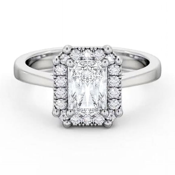 Vivid Jewel 2 Ct VVS1/D Radiant Cut Lab Created Simulated Diamond Ring - 14K White Gold Over Ring for Girl - Engagement Wedding Halo Rings For Women's - Engagement Wedding Halo Prong Set Rings