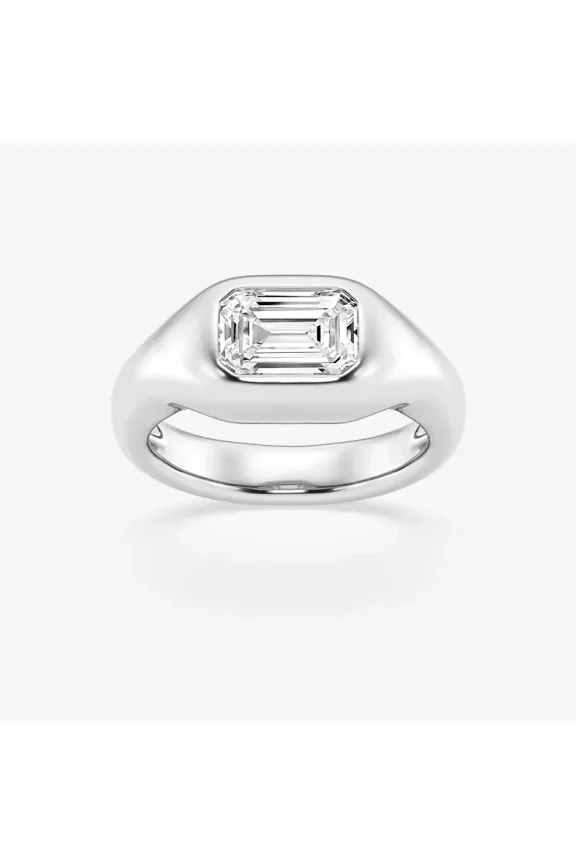 Emerald Cut 2 Ct Moissanite Rings - 14K Gold Plated Ring Gift - Simple Solitaire Ring For Women's - Halo Criss Cross Moissanite Rings for Her - Engagement Wedding Moissanite Rings