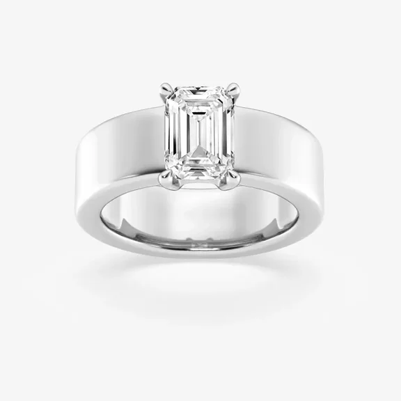 Vivid Jewel Emerald Cut Excellent 2 Ct Moissanite Ring for Women's - 14K White Gold Plated Rings - Single Stone Rings for Women's - Solitaire Moissanite Rings - Surprise Moissanite Ring for Women's