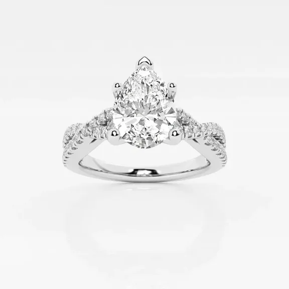 Vivid Jewel Gorgeous Infinity Twisted Engagement Ring for Women - 1.7 Ct Pear Cut Moissanite - 14K White Gold Plated - Ideal for Proposals, Anniversaries, and Birthday Gifts