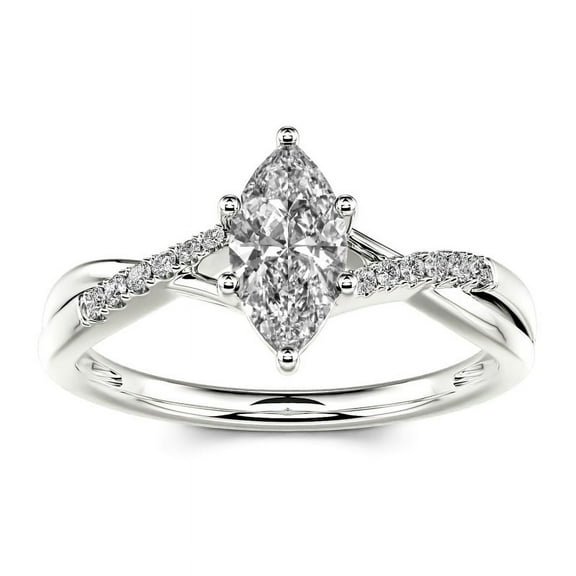 Vivid Jewel Marquise Cut Excellent 1.7 Ct Diamond Ring For Women's - 14K White Gold Over Wedding Anniversary Ring - Infinity Twisted Cross Over Shank Engagement Rings for Her - Gifts for Birthday