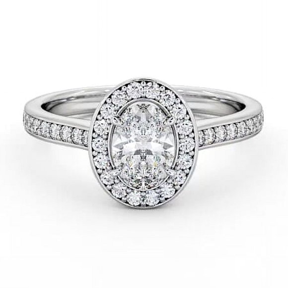 Oval 14K White Gold Over Engagement Ring - Oval Cut Excellent 2.3 Ct Diamond Engagement Ring - Bezel Diamond Rings for Girls - Halo Solitaire with Accent Engagement Rings for Women's