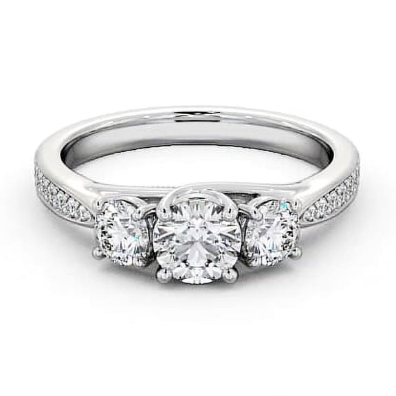 Vivid Jewel Round Cut 1.7 Ct Lab Created Diamond Ring for Women's - 14K White Gold Over Wedding Rings - Designer Engagement Wedding White Diamond Rings - Causal Daily Wear Rings for Women's