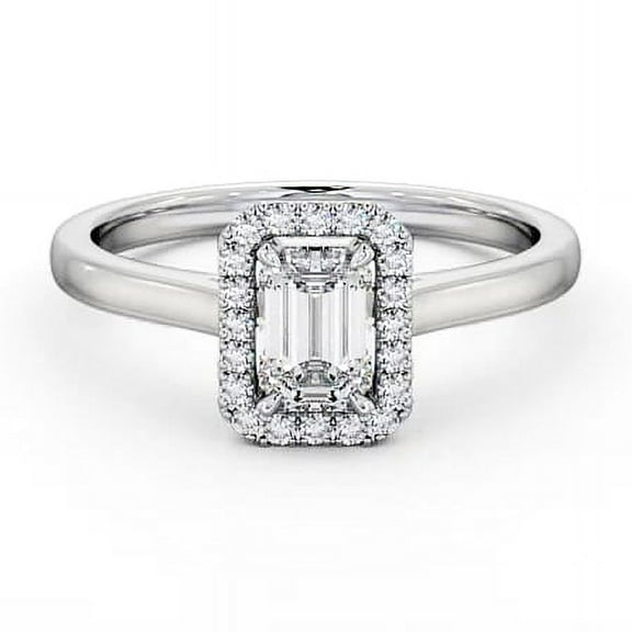 Vivid Jewel Silver 14K White Gold Over Ring - Emerald Cut Excellent 1.9 Ct Diamond Rings For Women's - Engagement Wedding Halo Prong Set Rings for Women's - Bridal Diamond Jewelry for Women's