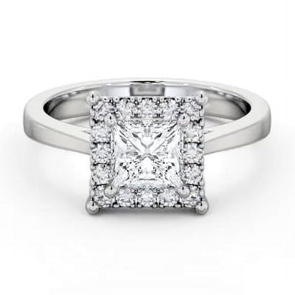 Vivid Jewel Silver 14K White Gold Over Ring - Princess Cut Excellent 1.7 Ct Diamond Ring For Her - Stacking Princess Halo Engagement Wedding Ring for Her - Classic Engagement Wedding Women's Ring