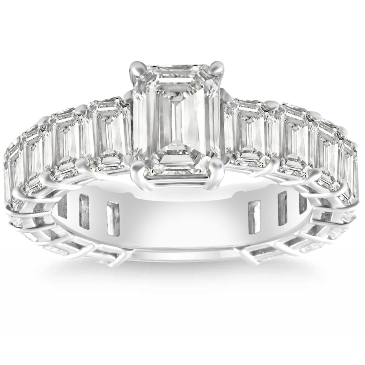 Silver & Simulated Diamond Emerald Cut Vermeil Ring