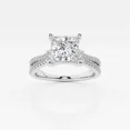 thumbnail image 1 of Vivid Jewel Timeless 2 Ct Princess Cut Moissanite Engagement Ring - 14K White Gold Plated - Rising Split Shank Ring - Perfect for Women’s Wedding Jewelry and Daily Wear Gifts - Silver Ring, 1 of 2