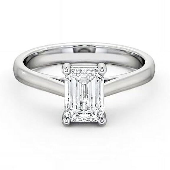 Vivid Jewel White Gold Over 14K Silver Diamond Ring - Emerald Cut Excellent 2 Ct Diamond Engagement Ring - Simple Engagement Wedding Solitaire Ring for Women's - Daily Wear Diamond Rings for Girls