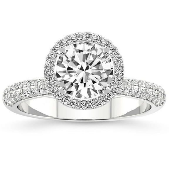Vivid Jewelry Round Cut Excellent 2.1 Ct Diamond Ring For Her - 14K White Gold Plated Rings - Diamond Beautiful Special Occasion Ring - Luxurious Multi-Stone Engagement Ring