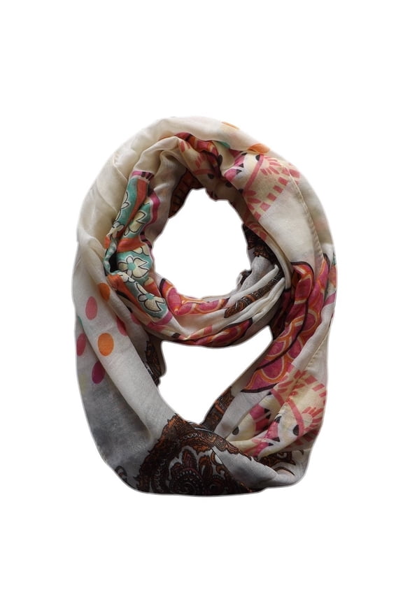 Vivid & Lively Lightweight Paisley Damask Infinity Loop Scarf