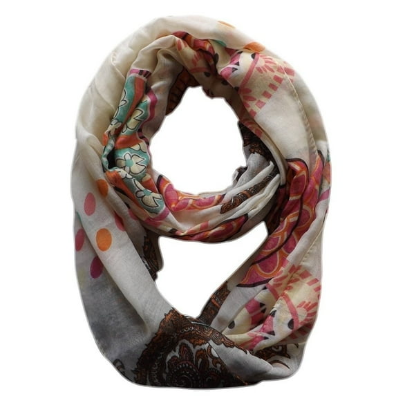 Vivid & Lively Lightweight Paisley Damask Infinity Loop Scarf