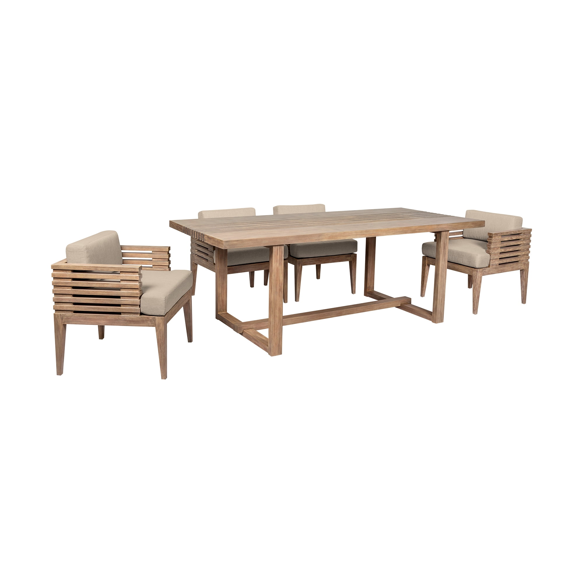 Vivid Outdoor 5 Piece Dining Set in Light Eucalyptus Wood with Cushions