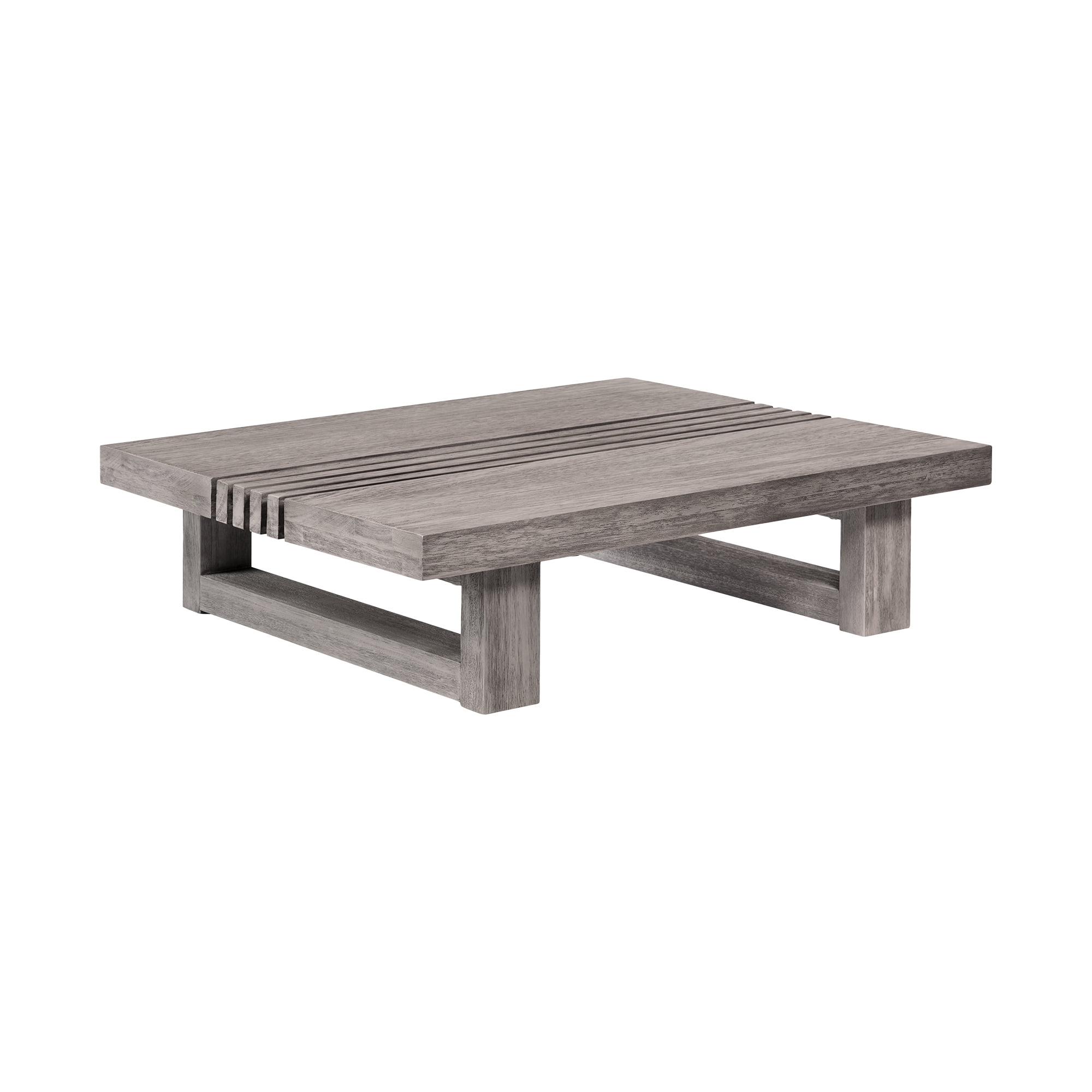 Gray Eucalyptus Wood Rectangular Outdoor Coffee Table