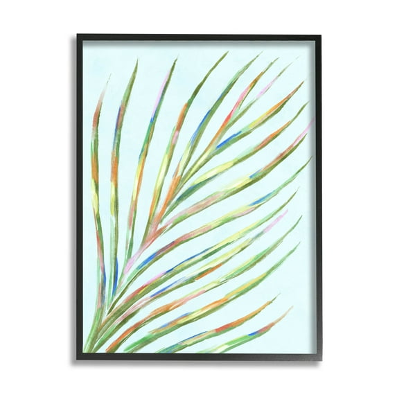 Vivid Palm Leaf Botanical Botanical & Floral Graphic Art Black Framed Art Print Wall Art