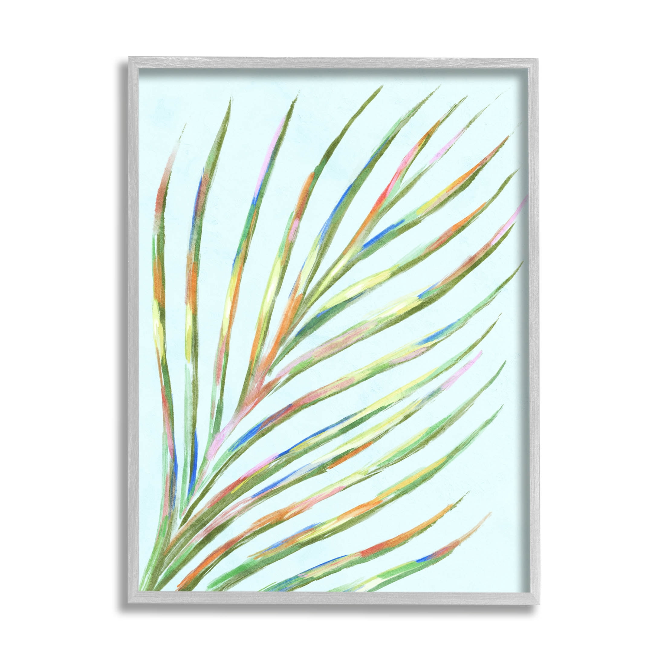Vivid Palm Leaf Botanical Botanical & Floral Graphic Art Gray Framed Art Print Wall Art