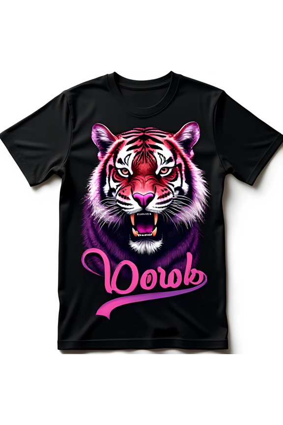 Vivid Pink & Head Graphic Tee Bold Doroks Design on Black T-Shirt