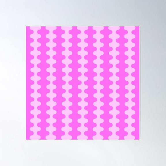 Vivid Pink Ogee A-Go-Go Retro Pop Abstract Wavy Stripe Pattern Poster Wall Art, Modern Wall Decor For Living Room Bedroom, 24x24 UNFRAMED
