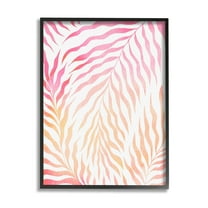 Vivid Pink Wavy Leaves Botanical & Floral Graphic Art Black Framed Art Print Wall Art